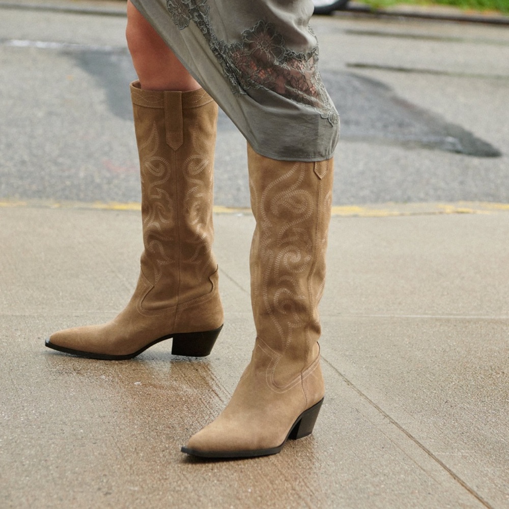 Zara Split leather cowboy boots